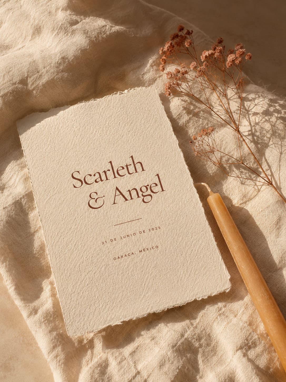 Invitación de boda estilo Terracota Prensa — Letterpress cálido